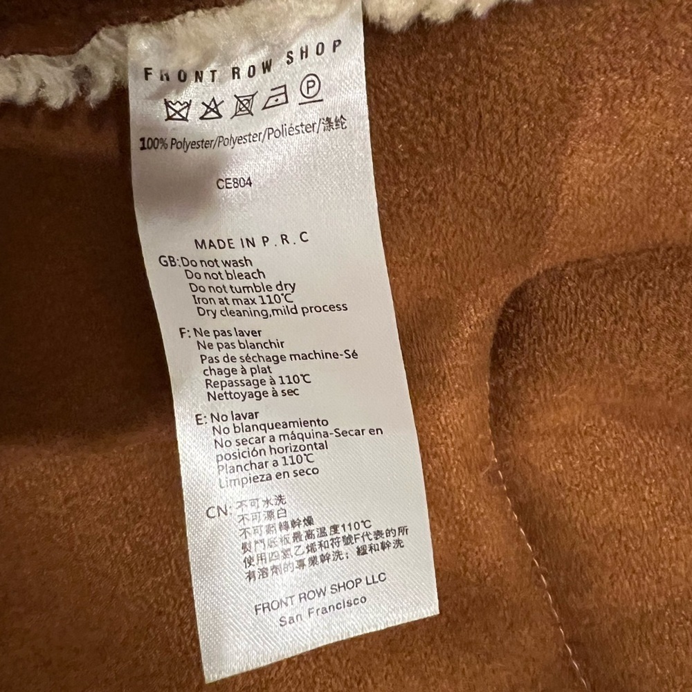 Front‎ Row Shop Patch Teddy Jacket Coat Cozy Western Sherpa - Picture 10 of 10
